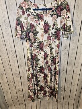 Chiasso Floral Midi Dress Cottagecore Lace Up Back Button Front  Women’s 11/12